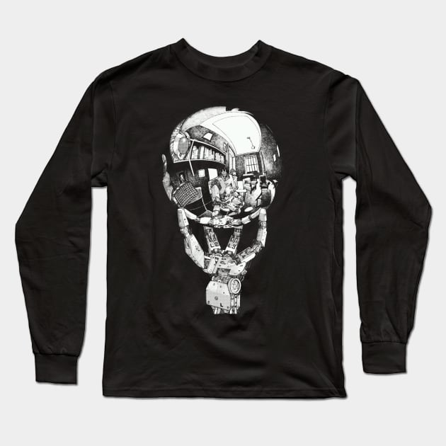 Robot Head In Hand Long Sleeve T-Shirt by nickedenholm